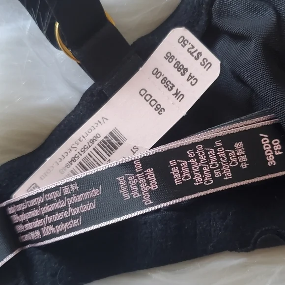 Victoria's Secret Dream Angels Black Floral Lace Plunge Unlined Bra Size 36DDD - Picture 5 of 7